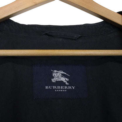Vintage Burberry London Navy Blue Nova Check Lined Cotton Car Coat