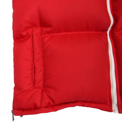 Versace Red and White Logo Embroidered Full Zip Down Gilet