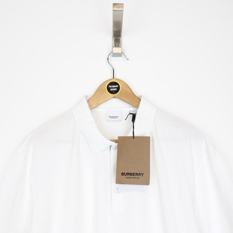 Burberry Eddie White and Tan Nova Check Short Sleeve Cotton Polo Shirt