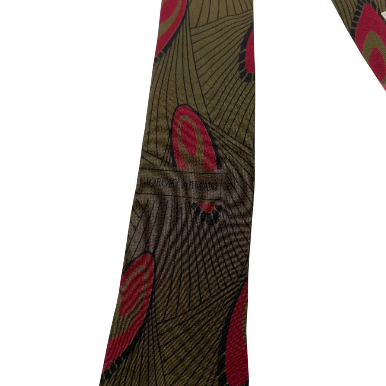 Vintage Giorgio Armani Green and Red Paisley Silk Tie