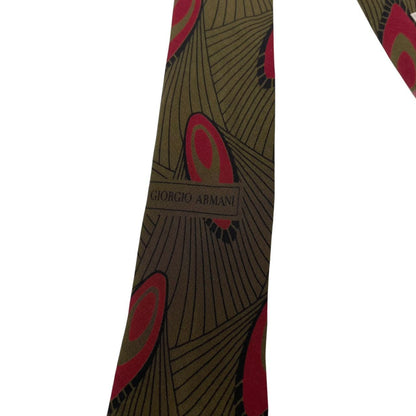 Vintage Giorgio Armani Green and Red Paisley Silk Tie