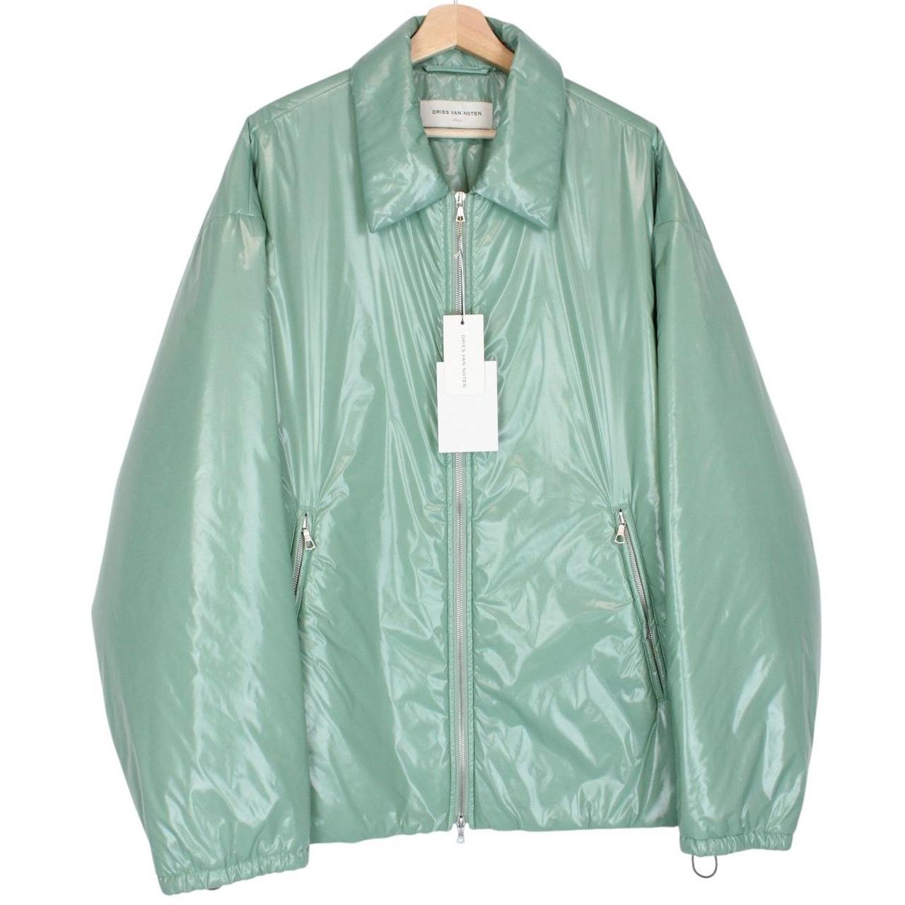 Dries Van Noten Green Nylon Crinkle Full Zip Jacket