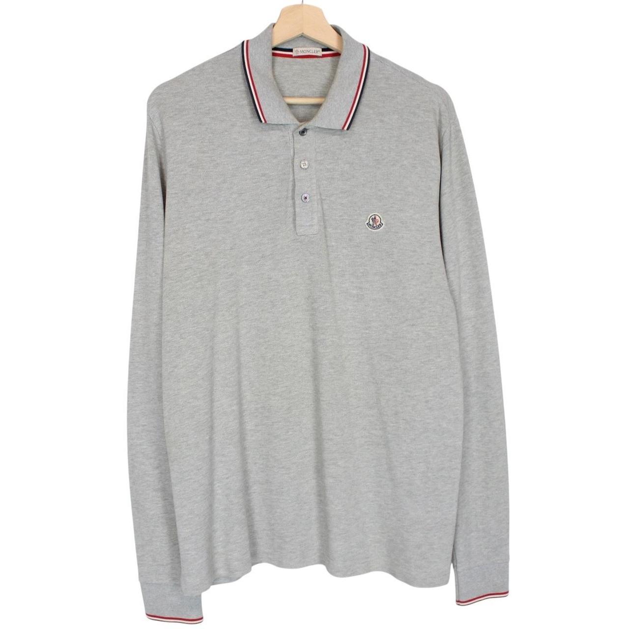 Moncler Maglia Manica Lunga Grey Long Sleeve Cotton Polo Shirt