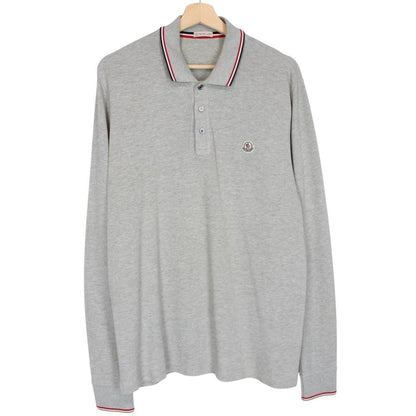 Moncler Maglia Manica Lunga Grey Long Sleeve Cotton Polo Shirt