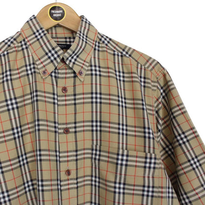 Vintage Burberry London Tan Brown Nova Check Short Sleeve Cotton Shirt