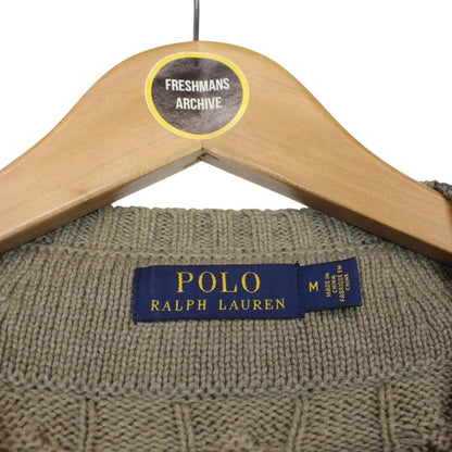 Polo Ralph Lauren Green Camo Tiger Cotton Cable Knit Cricket Jumper