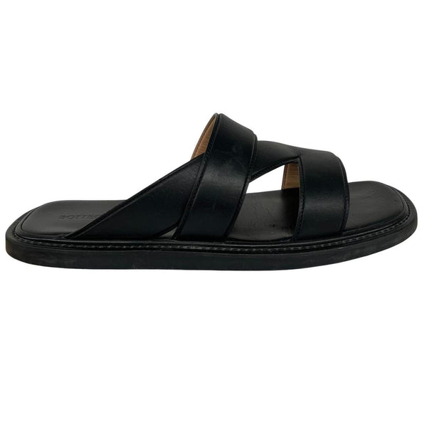 Bottega Veneta Black Calf Leather Band Sandals