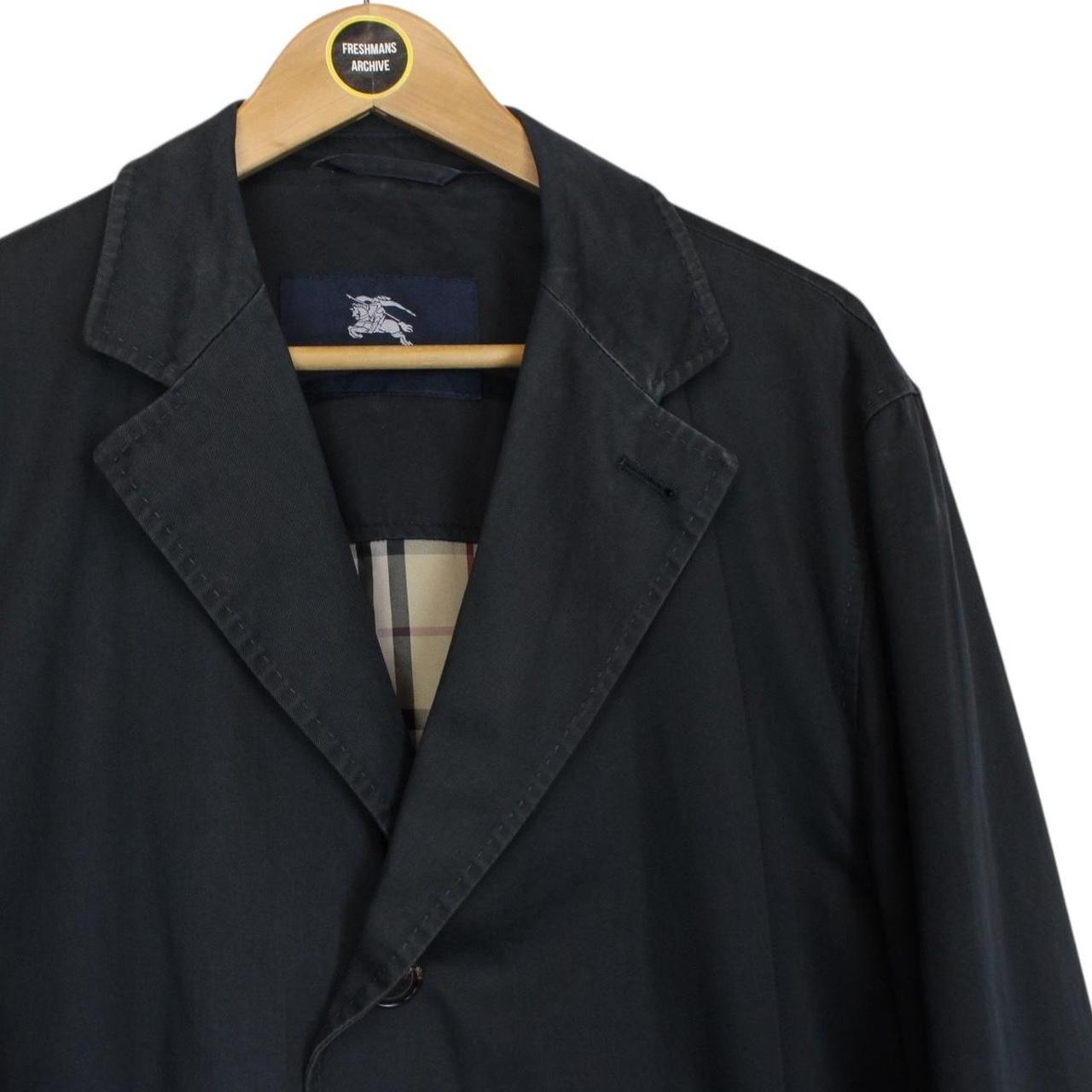 Vintage Burberry London Navy Blue Nova Check Lined Cotton Car Coat