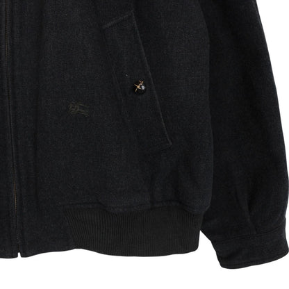 Vintage 90s Burberry Dark Grey Nova Check Lined Wool Harrington Jacket
