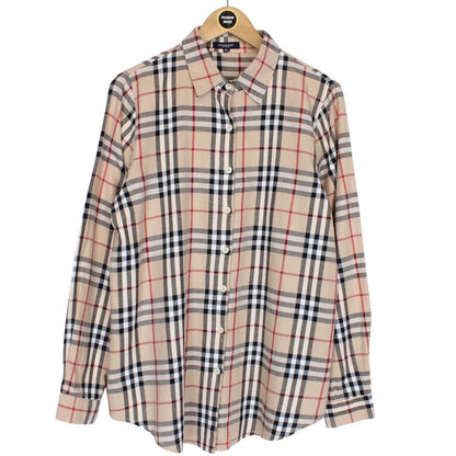 Vintage Burberry London Beige Nova Check Long Sleeve Cotton Shirt
