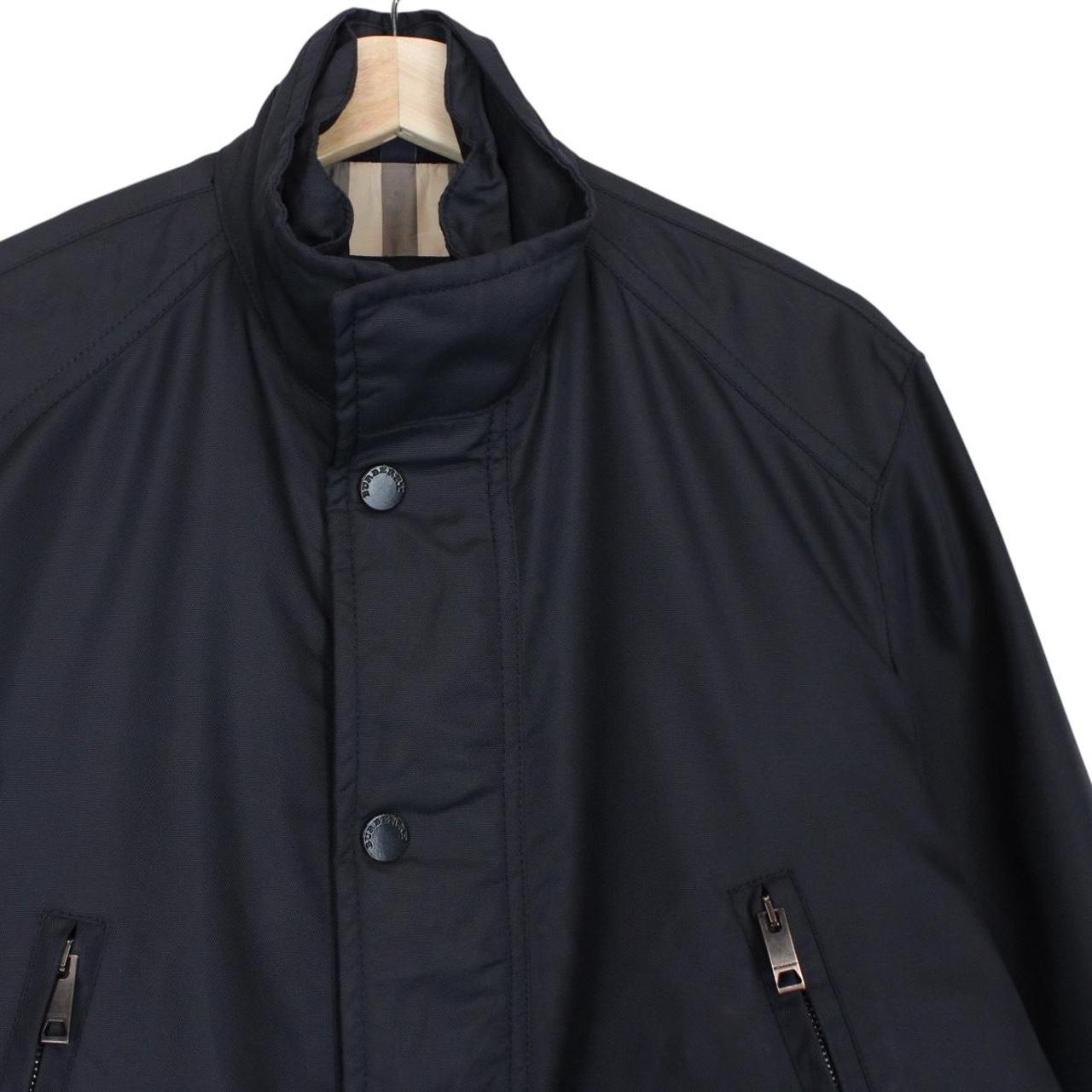 Burberry London Navy Blue Nylon Nova Check Multi Pocket Jacket