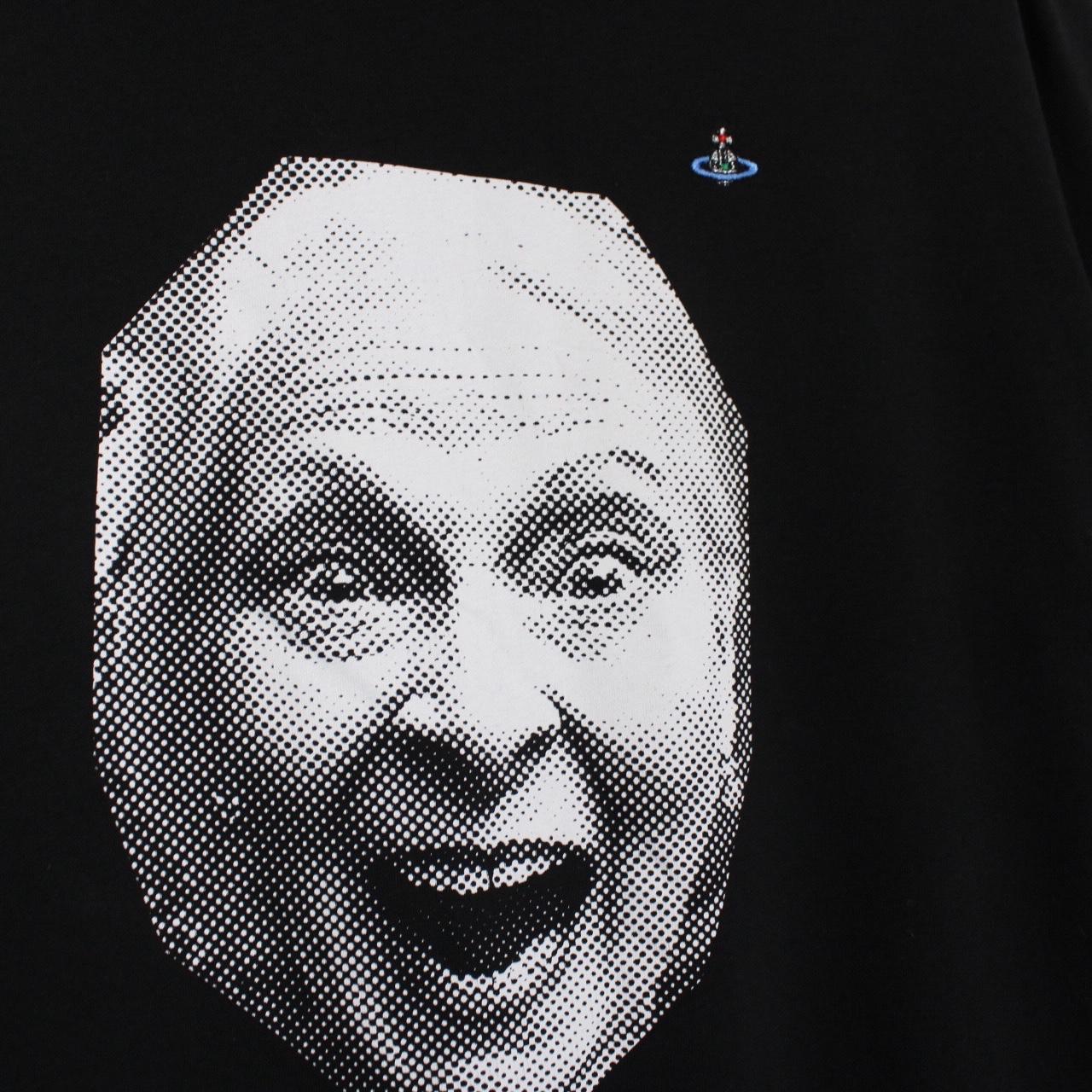 Vivienne Westwood black pocket t-shirt with organic face print and logo detail.