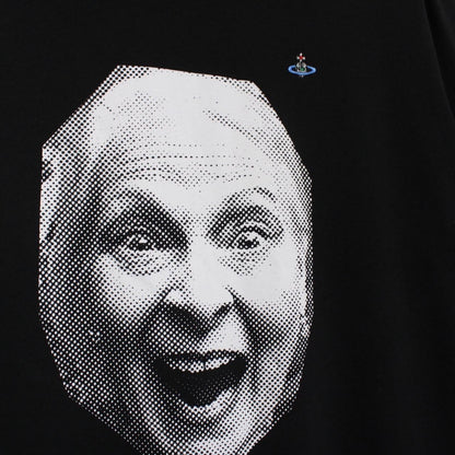 Vivienne Westwood black pocket t-shirt with organic face print and logo detail.