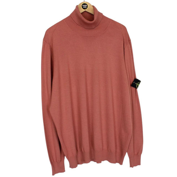 Stone Island AW 2019 Orange Wool Knit Turtle Neck Jumper