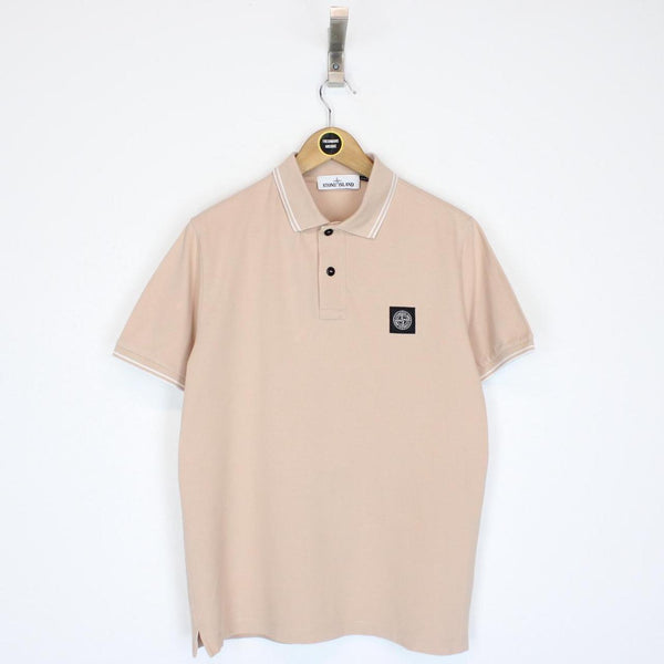 Stone Island Peach Short Sleeve Compass Cotton Polo Shirt