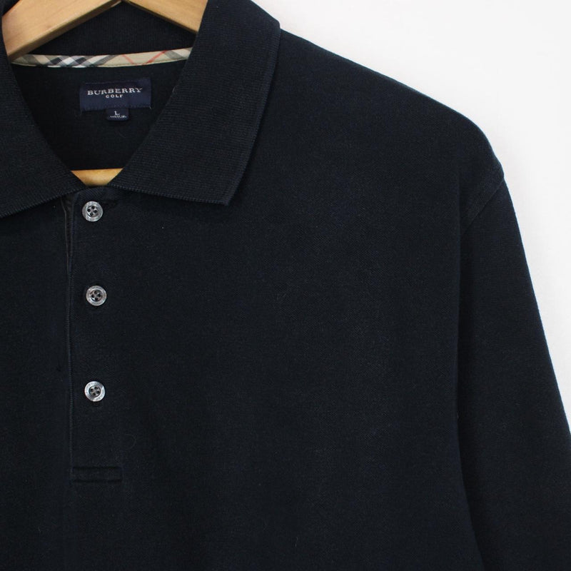 Burberry Golf Navy Blue Short Sleeve Cotton Polo Shirt