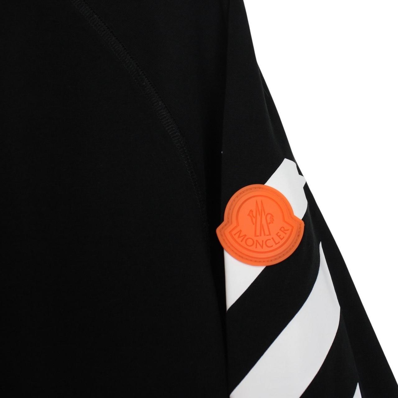 Moncler black and white cotton sweatshirt featuring logo print and good condition.