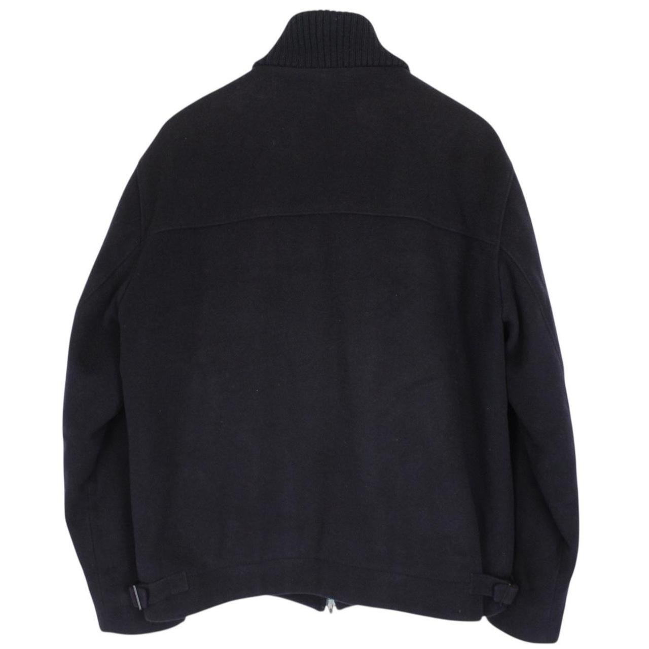 Burberry London Navy Blue Full Zip Nova Check Lined Cashmere Wool Jacket