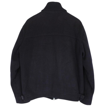 Burberry London Navy Blue Full Zip Nova Check Lined Cashmere Wool Jacket