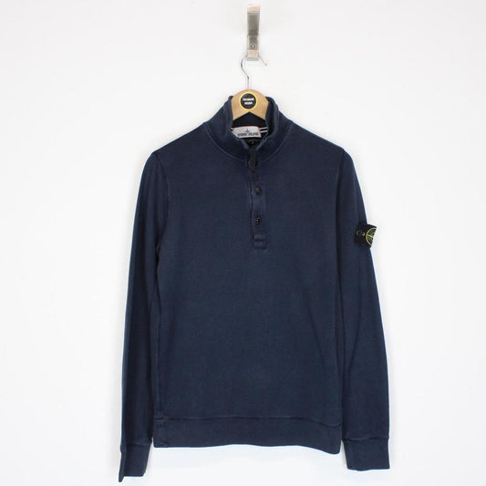 Stone Island SS 2015 Navy Blue 1/4 Zip Cotton Sweatshirt Jumper
