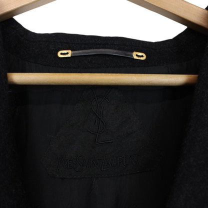 Vintage 90s Yves Saint Laurent Dark Grey Virgin Wool Overcoat