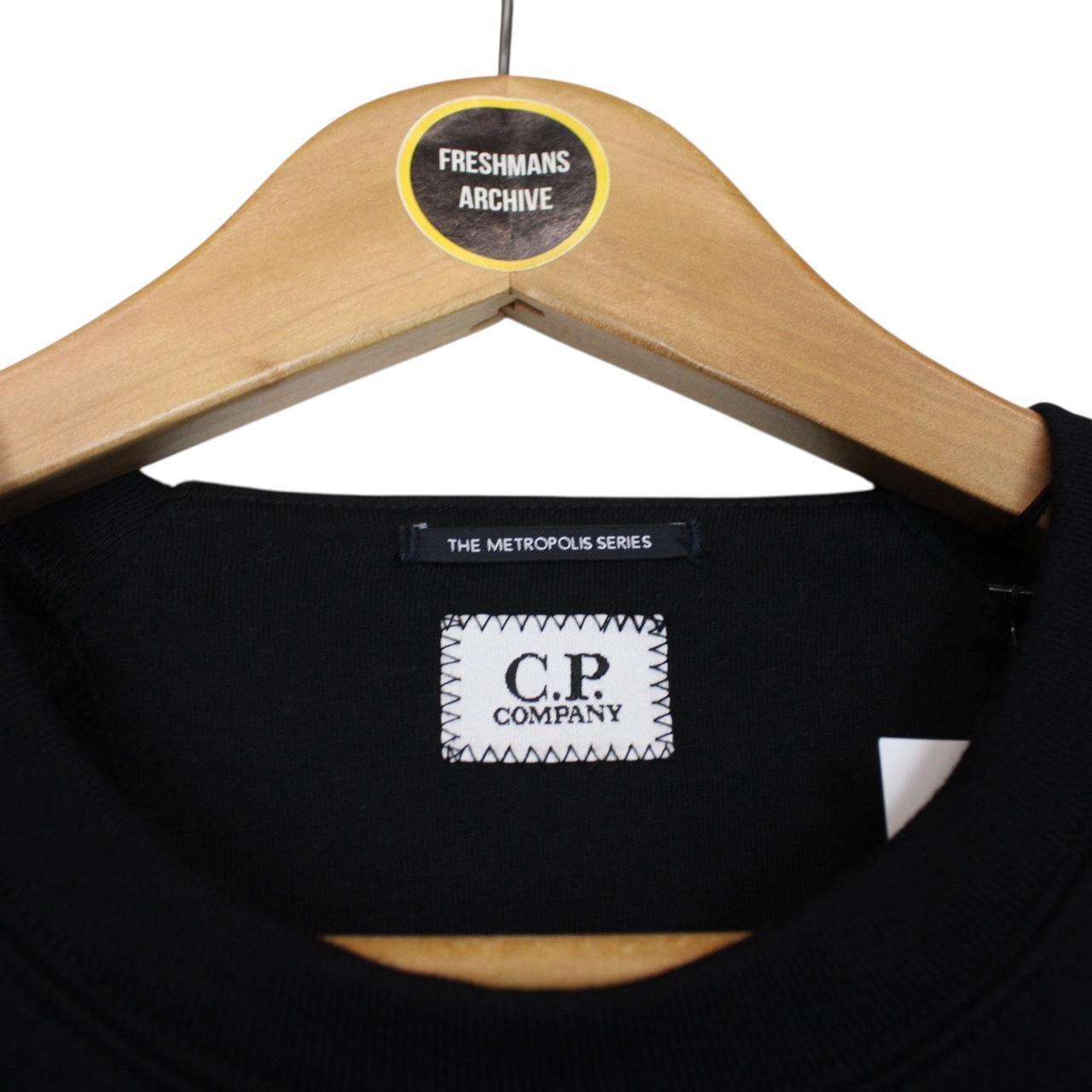 CP Company Black Diagonal Raised Fleece Cotton Sweatshirt