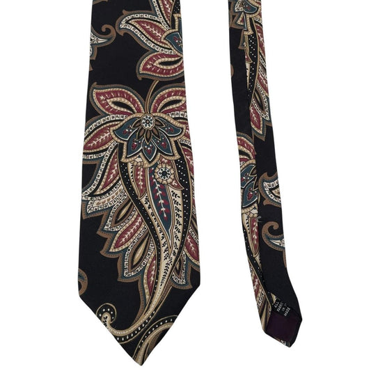 Vintage Christian Dior Black Paisley Print Silk Tie
