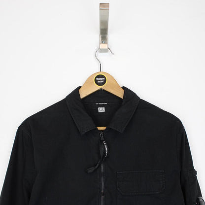 CP Company Black Full Zip Cotton Lens Overshirt