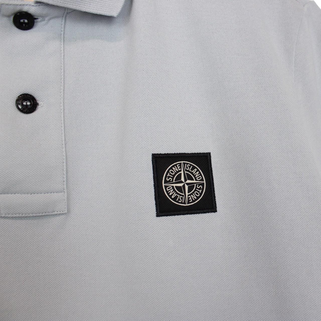 Stone Island SS 2024 Light Blue Short Sleeve Compass Cotton Polo Shirt