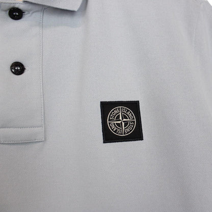 Stone Island SS 2024 Light Blue Short Sleeve Compass Cotton Polo Shirt