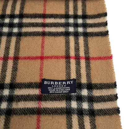 Vintage 90s Burberry Tan Brown Nova Check Lambswool Scarf