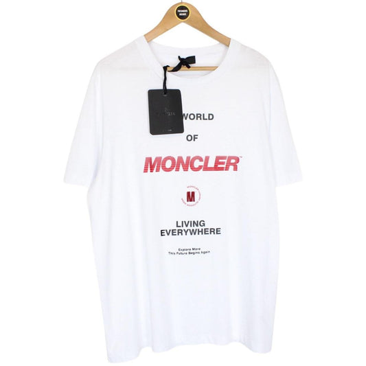 Moncler White Logo Print Short Sleeve Cotton T-Shirt