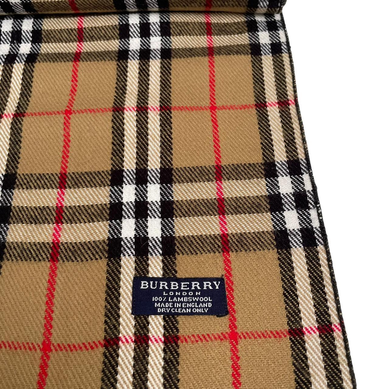 Vintage 90s Burberry Tan Brown Nova Check Lambswool Scarf