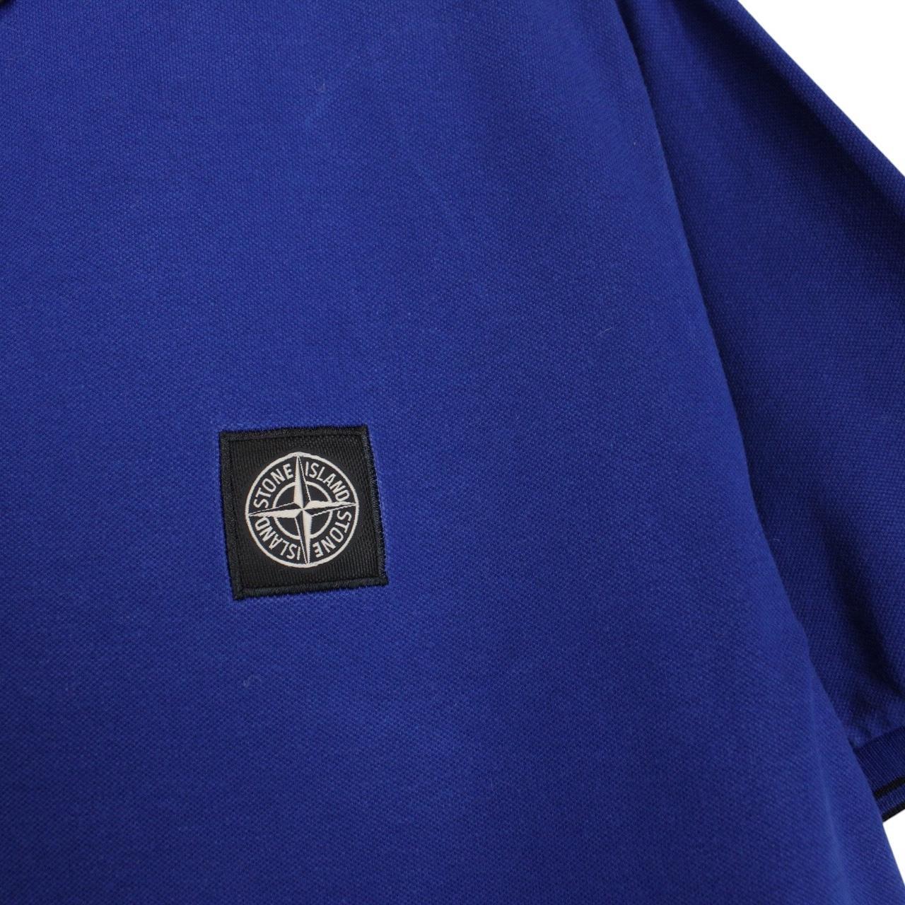 Stone Island AW 2015 Blue Short Sleeve Compass Cotton Polo Shirt