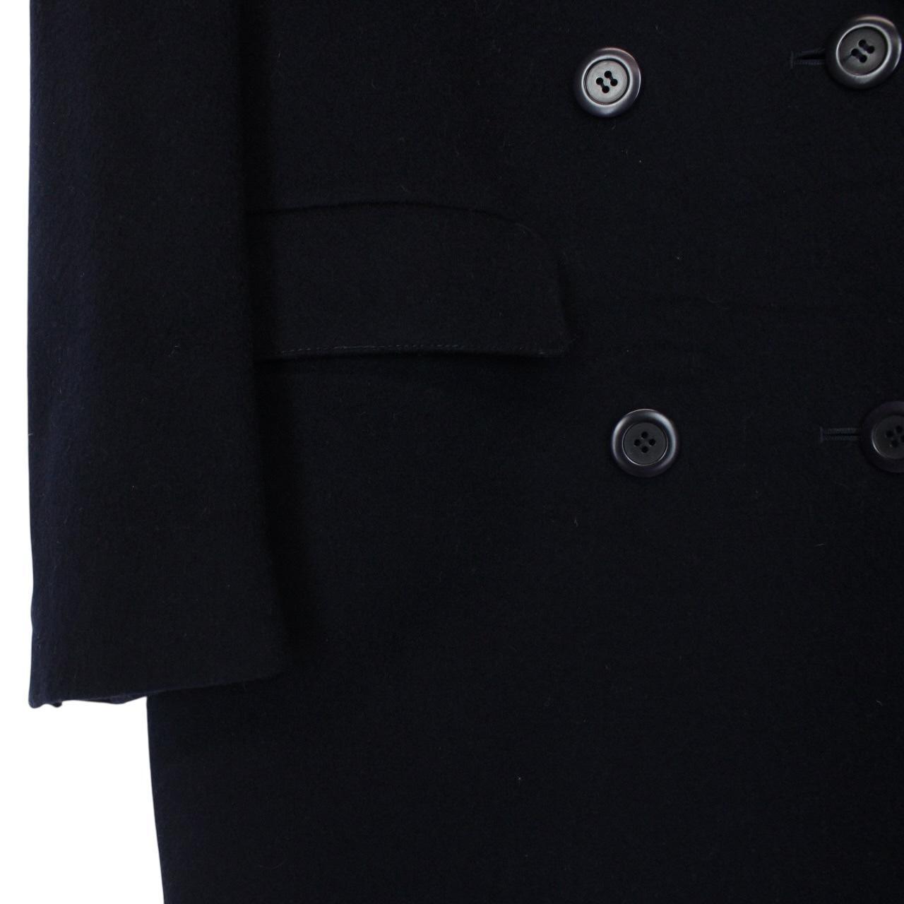 Vintage 80s Burberry Navy Blue Virgin Wool Coat