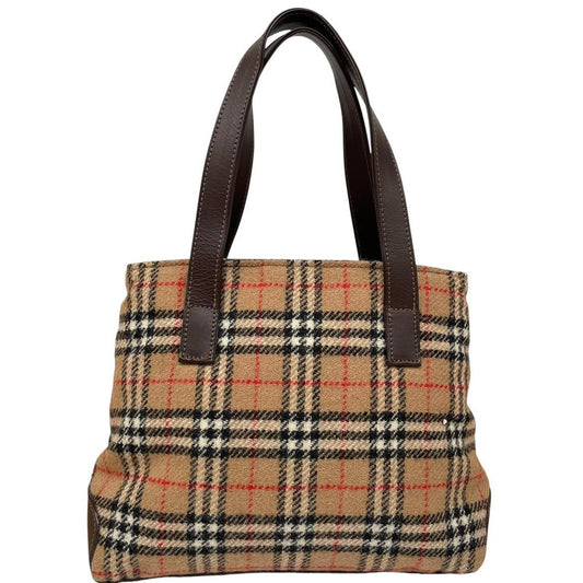 Vintage Burberry Tan and Brown Nova Check Wool Shoulder Bag
