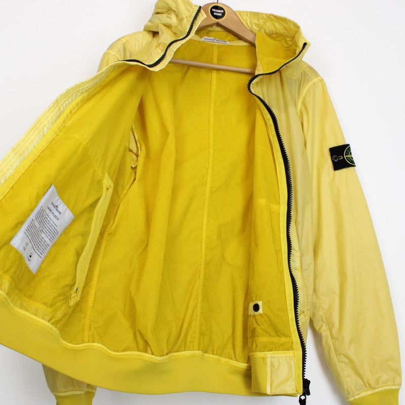 Stone Island AW 2018 Yellow Full Zip Lamy Flock Nylon Hooded Jacket