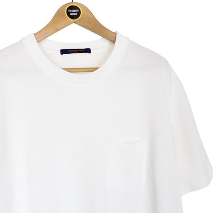 Louis Vuitton White Damier Print Pocket Short Sleeve Cotton T-Shirt