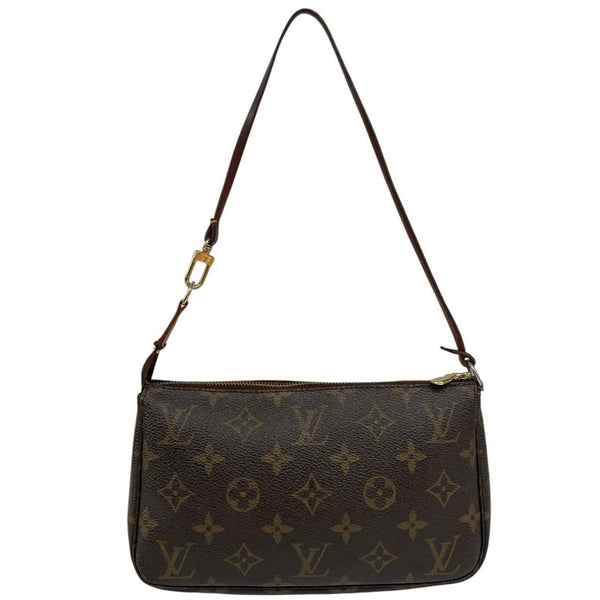 Louis Vuitton brown messenger bag with monogram pattern and gold-tone hardware.