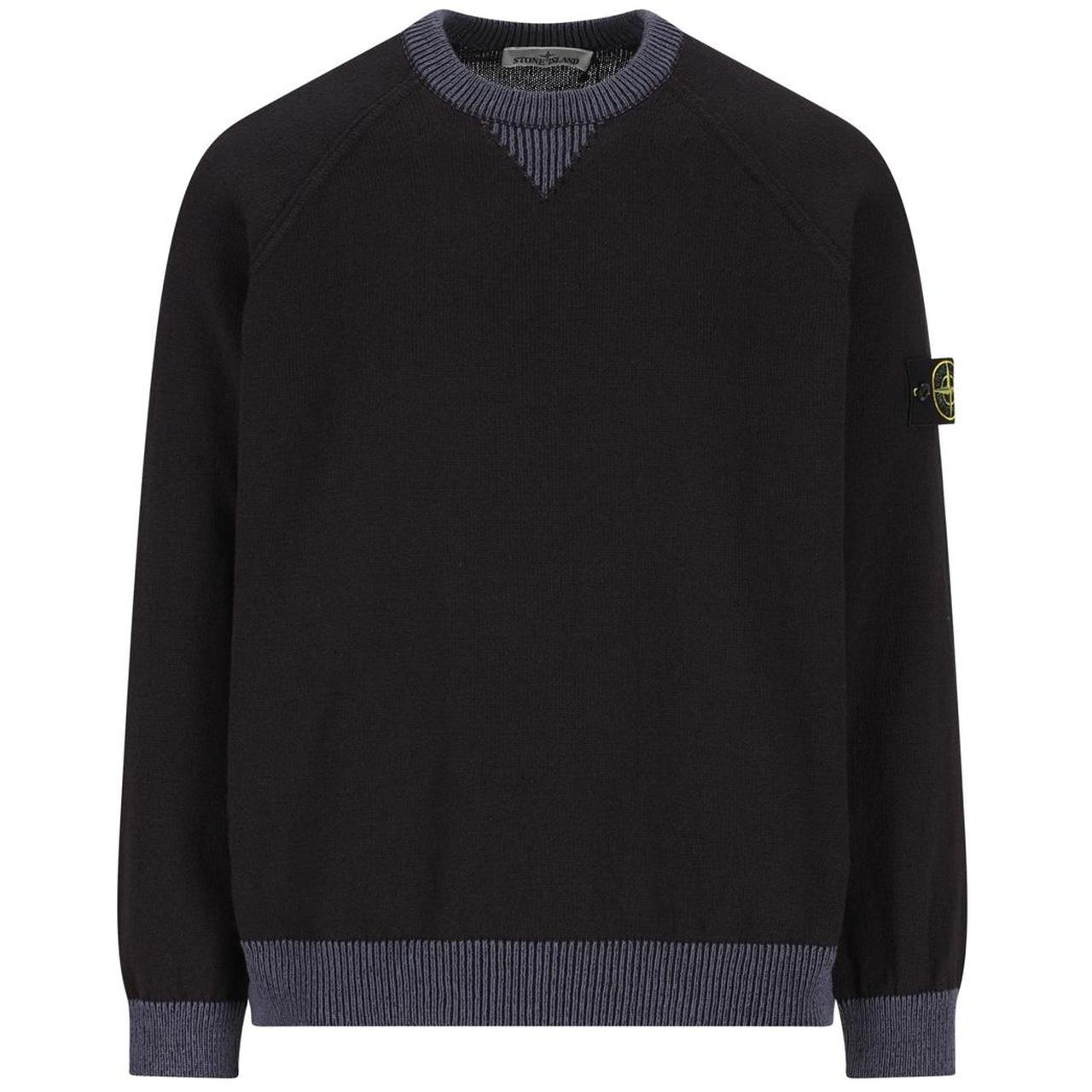 Stone Island SS26 Navy Blue Raw Hand Organic Cotton Knit Sweatshirt Jumper