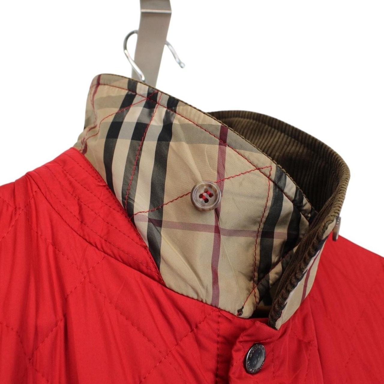 Vintage Burberry London Red Nova Check Lined Quilted Coat