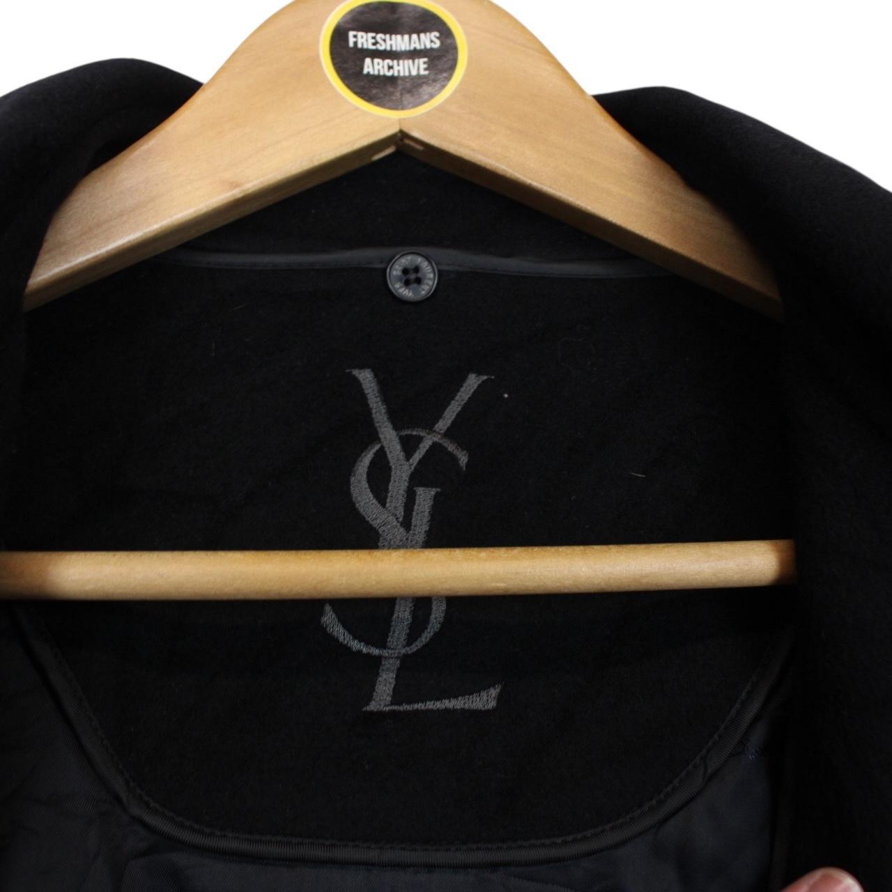 Vintage 90s Yves Saint Laurent Black Wool Blend Peacoat