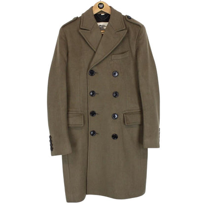 Burberry London Green Cashmere Virgin Wool Double Breasted Coat