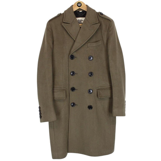 Burberry London Green Cashmere Virgin Wool Double Breasted Coat