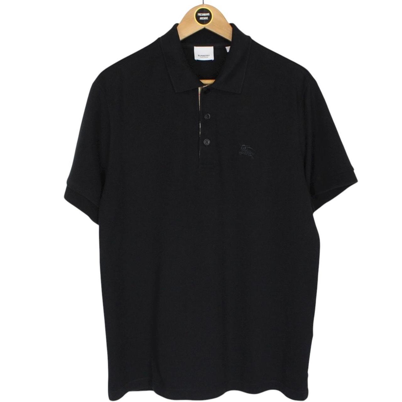 Burberry Black and Tan Nova Check Short Sleeve Cotton Polo Shirt