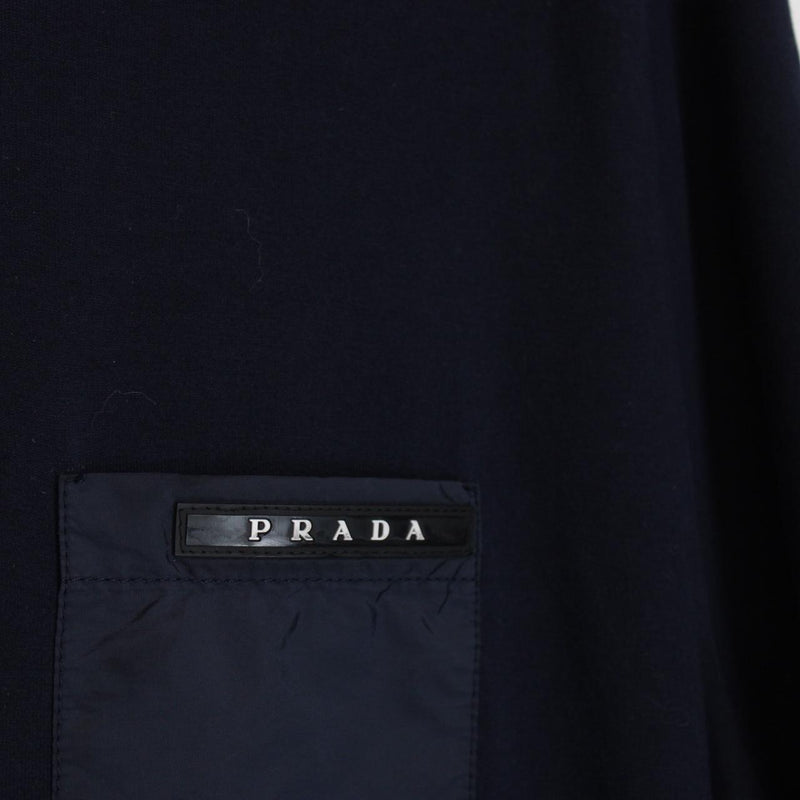 Prada 2019 Navy Blue Short Sleeve Nylon Pocket T-Shirt