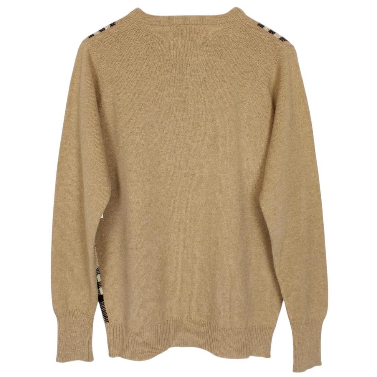 Vintage 80s Burberry Tan Brown Nova Check Lambswool Knit Jumper