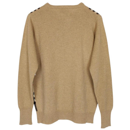 Vintage 80s Burberry Tan Brown Nova Check Lambswool Knit Jumper