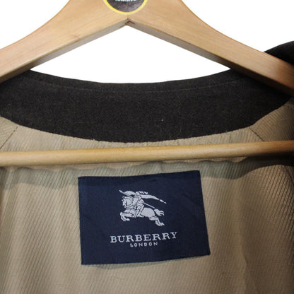Vintage Burberry London Brown Nova Check Lined Merino Wool Blend Coat