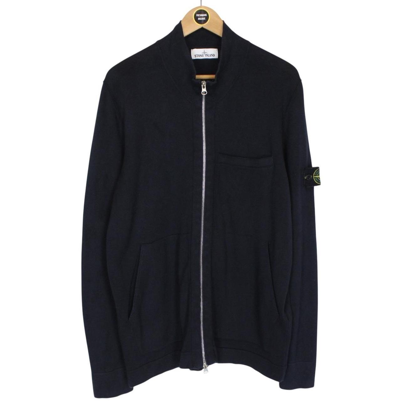 Stone Island SS 2020 Navy Blue Cotton Knit Full Zip Jumper